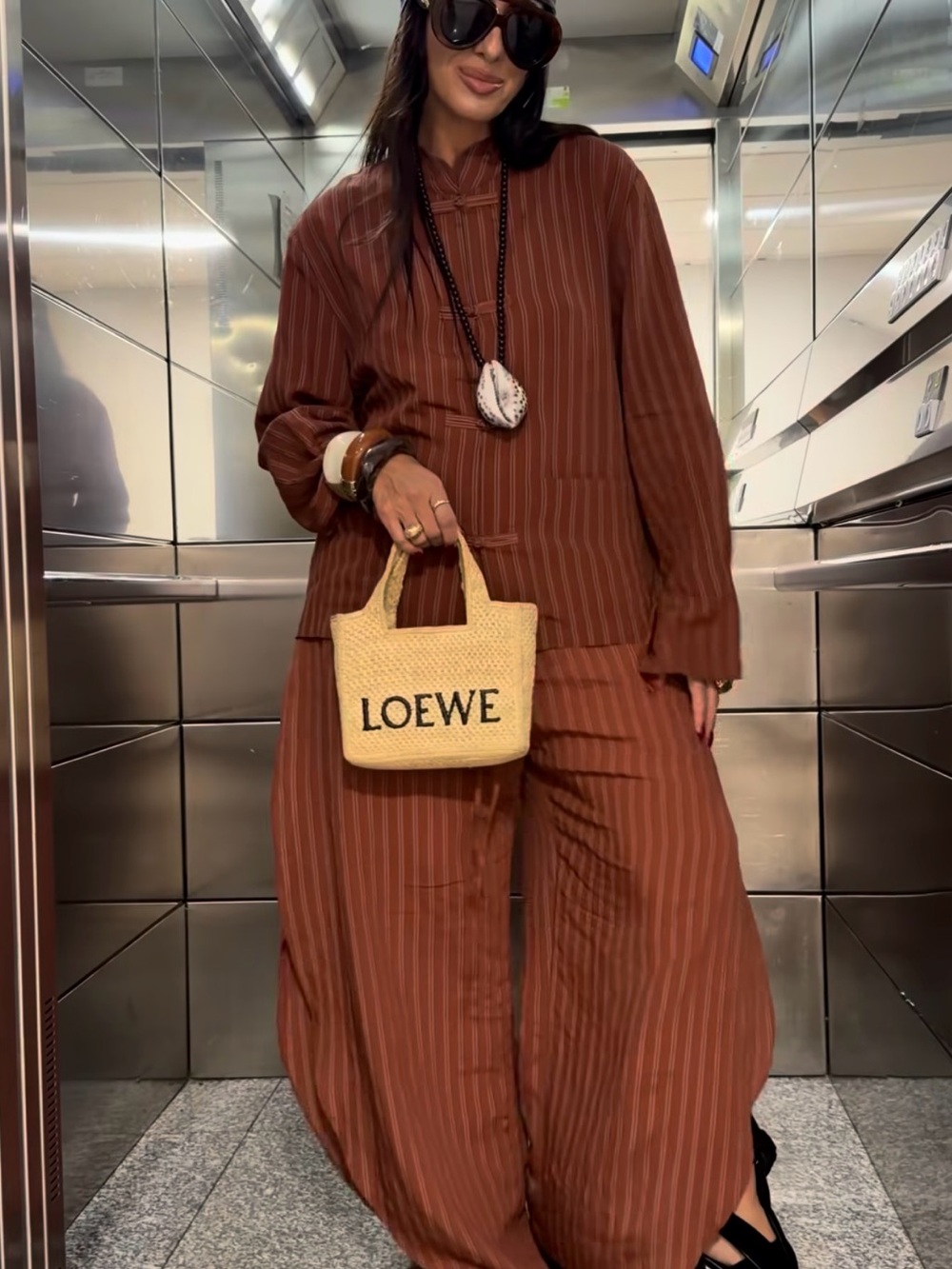 Zara Rust Brown Pinstripe Oversized set